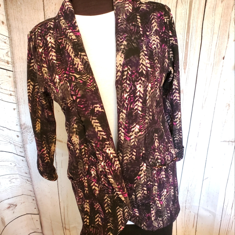 Robert Louis printed blazer black, pink, purple Small